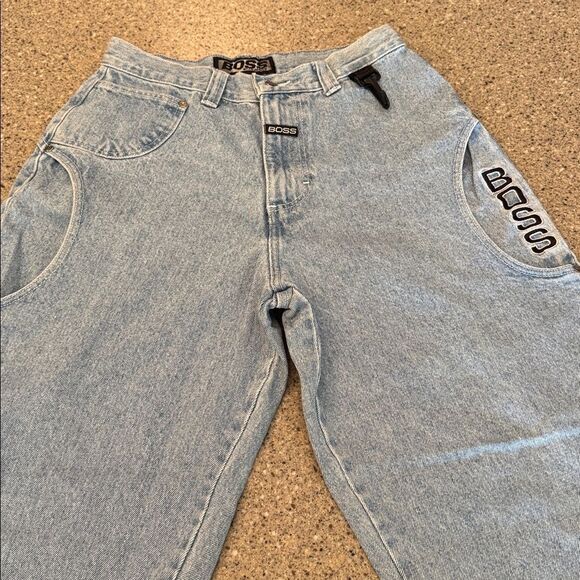 BOSS BY I.G. DESIGN Baggy Y2K Skater Hip-Hop Embroidered Pocket Denim Jeans - Picture 11 of 16